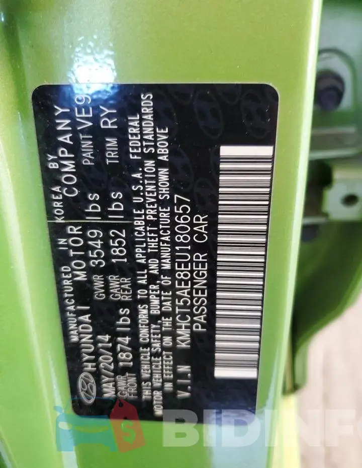 KMHCT5AE8EU180657 Photo# 12