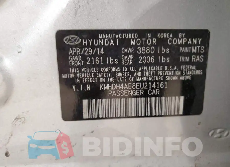 KMHDH4AE8EU214161 Photo# 12