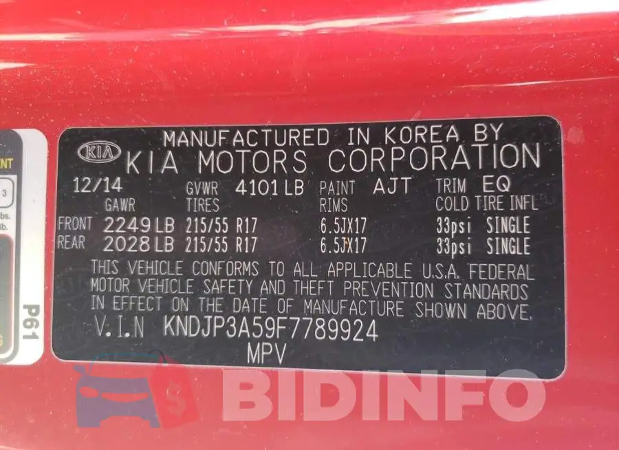 KNDJP3A59F7789924 Photo# 13