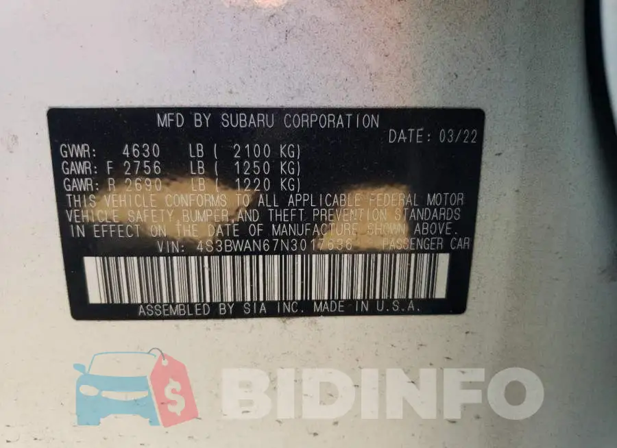 4S3BWAN67N3017636 Photo# 12