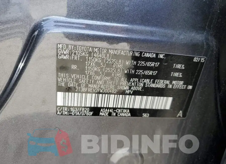 2T3BFREV2FW300482 Photo# 13