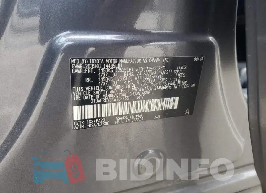 2T3WFREV3FW137455 Photo# 12