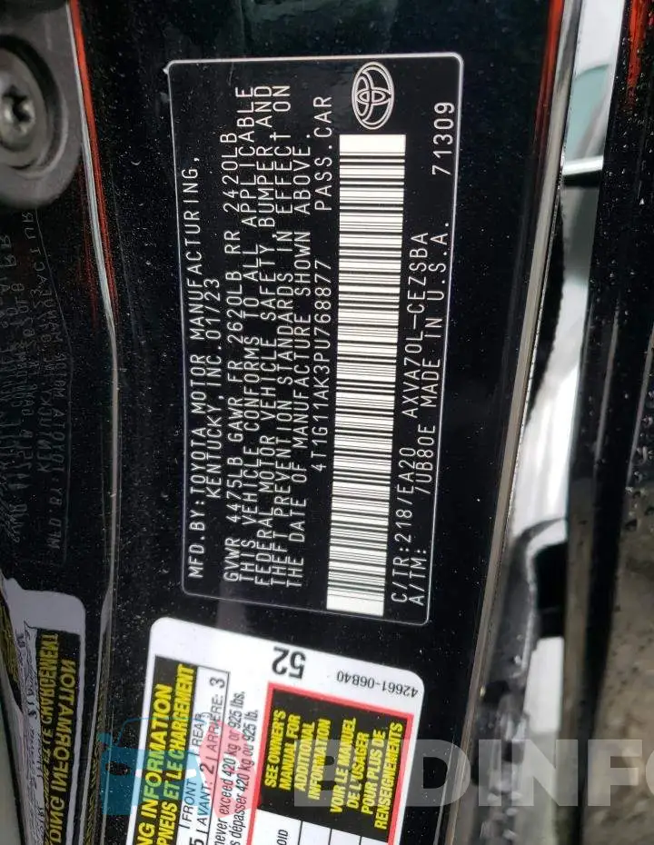 4T1G11AK3PU768877 Photo# 12