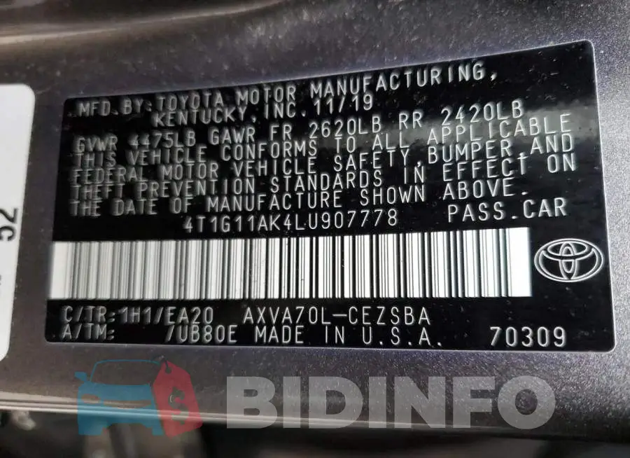 4T1G11AK4LU907778 Photo# 12