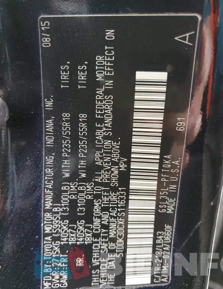 5TDDK3DCXFS116331 Photo# 12