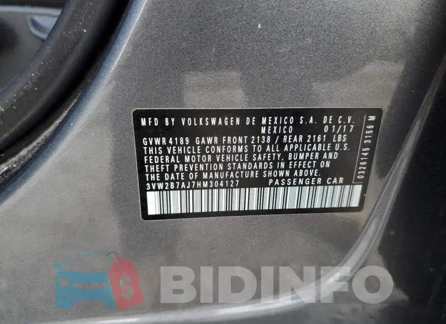 3VW2B7AJ7HM304127 Photo# 12