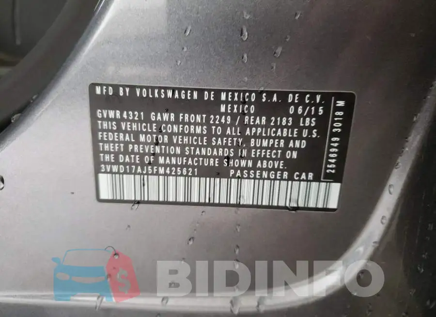 3VWD17AJ5FM425621 Photo# 12