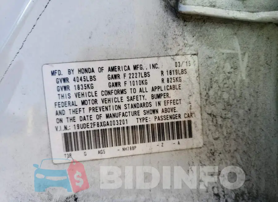 19UDE2F8XGA003201 Photo# 12