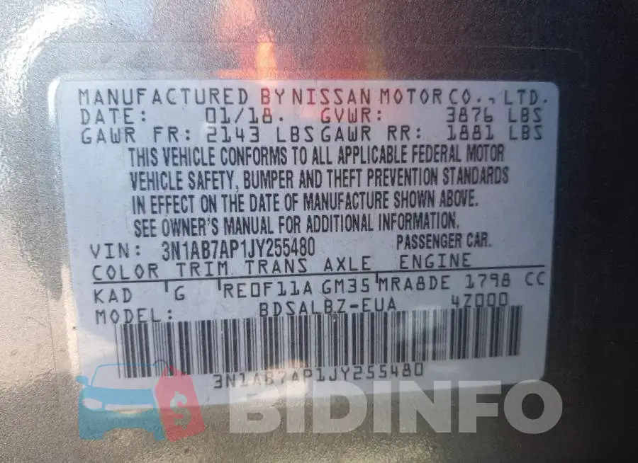 3N1AB7AP1JY255480 Photo# 12
