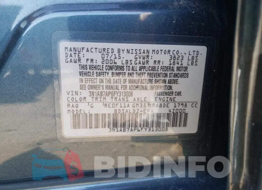 3N1AB7AP6FY313008 Photo# 12