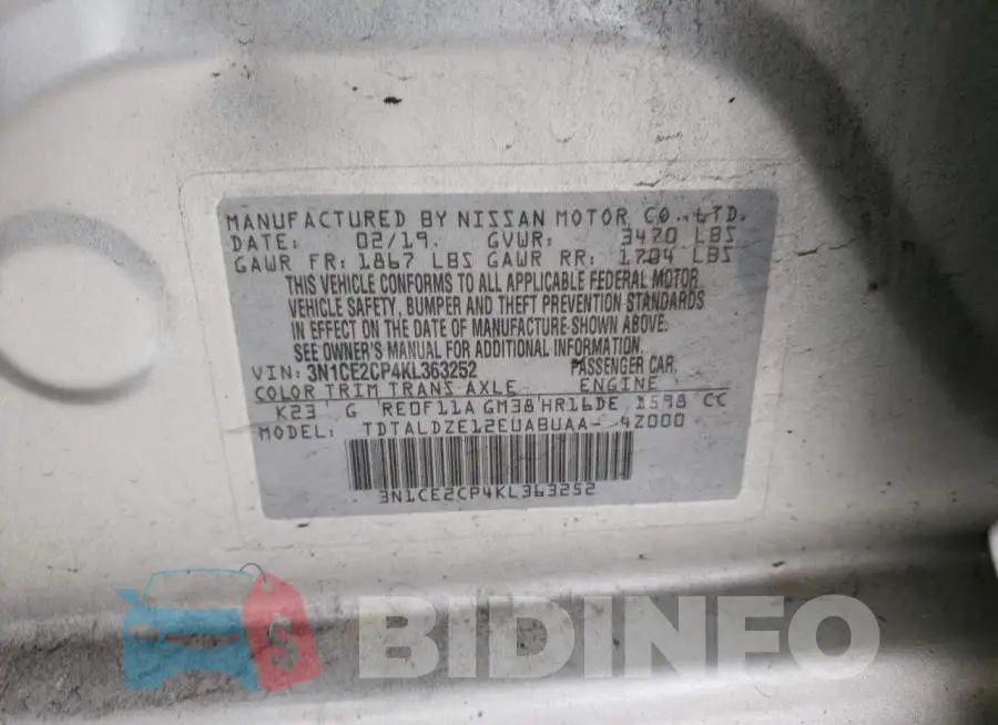 3N1CE2CP4KL363252 Photo# 13
