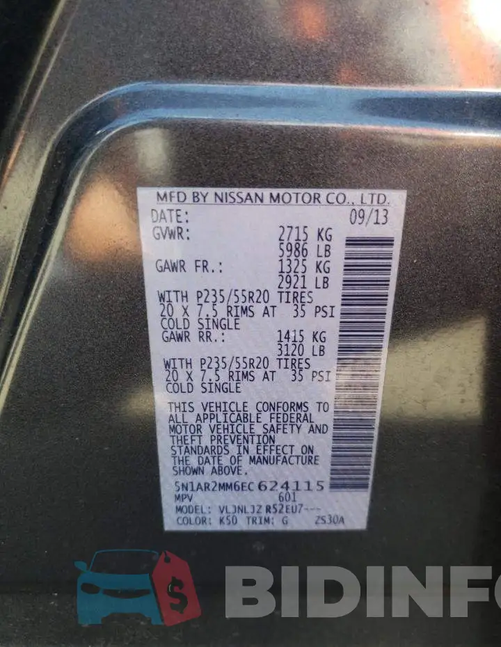 5N1AR2MM6EC624115 Photo# 13