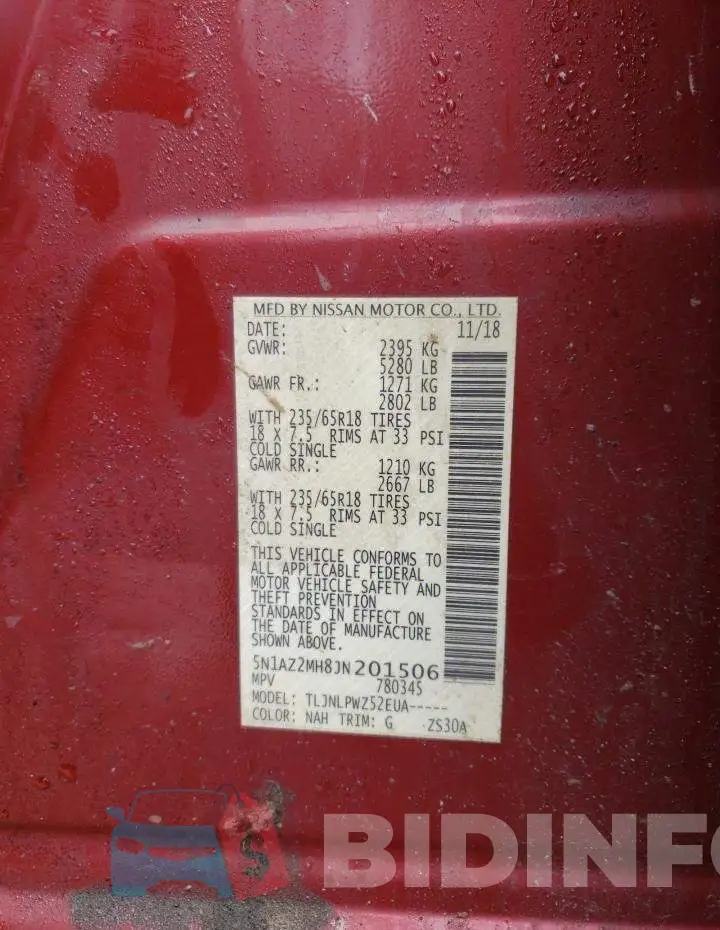 5N1AZ2MH8JN201506 Photo# 13