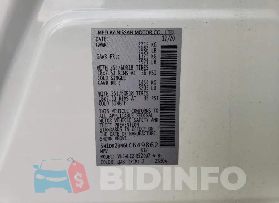 5N1DR2BN6LC649862 Photo# 13