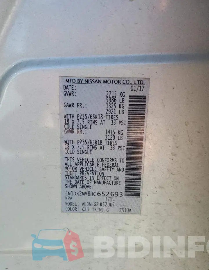 5N1DR2MM8HC652693 Photo# 13