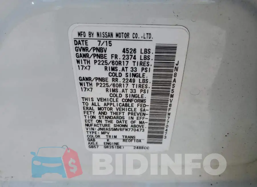 JN8AS5MV6FW770473 Photo# 14