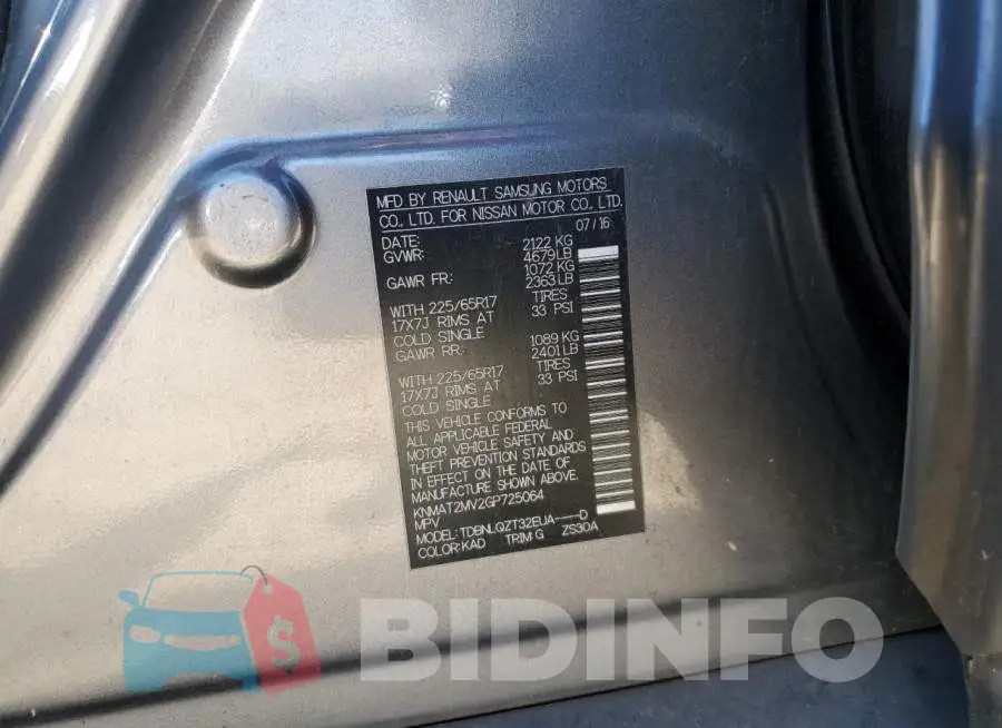 KNMAT2MV2GP725064 Photo# 13