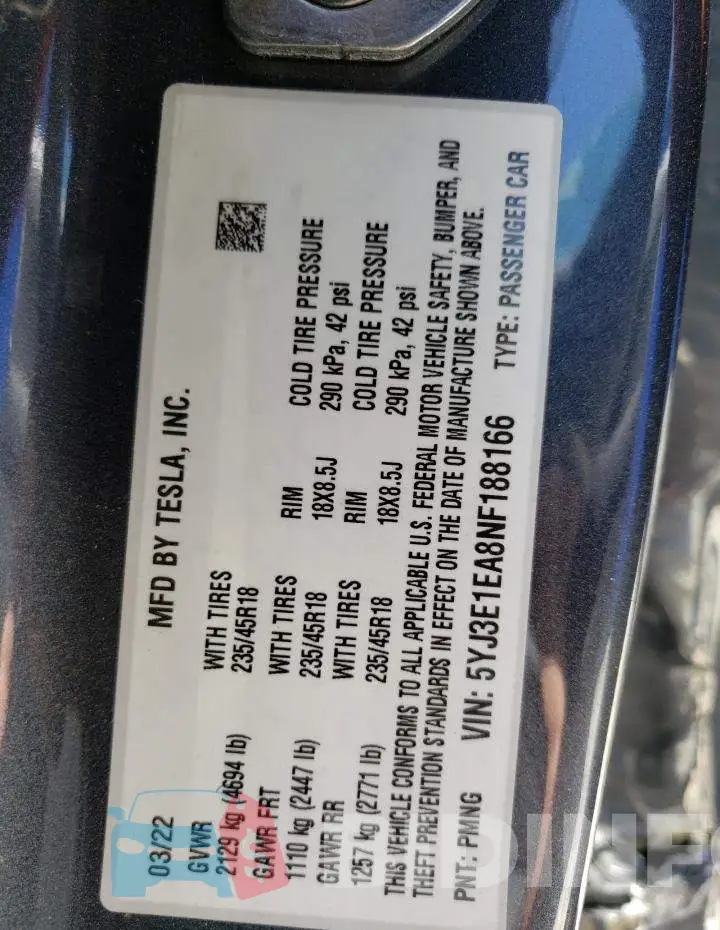5YJ3E1EA8NF188166 Photo# 12