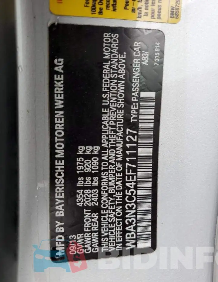 WBA3N3C54EF711127 Photo# 13