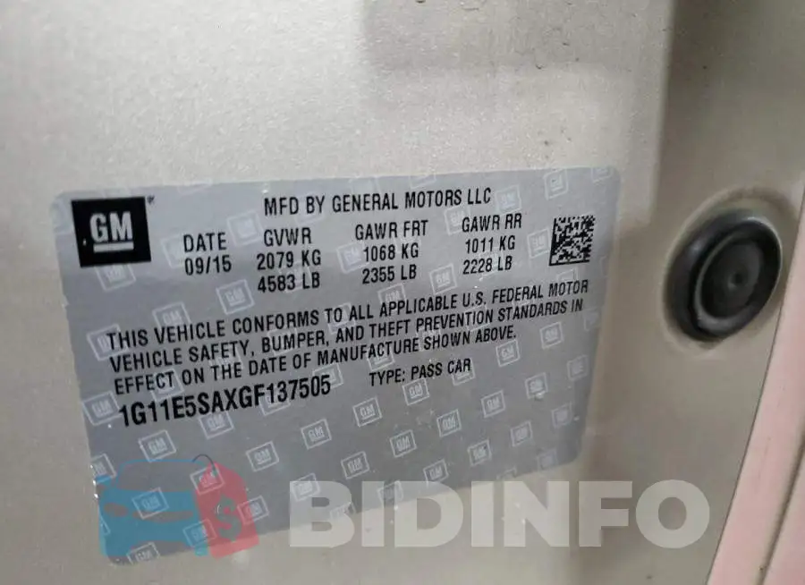 1G11E5SAXGF137505 Photo# 13