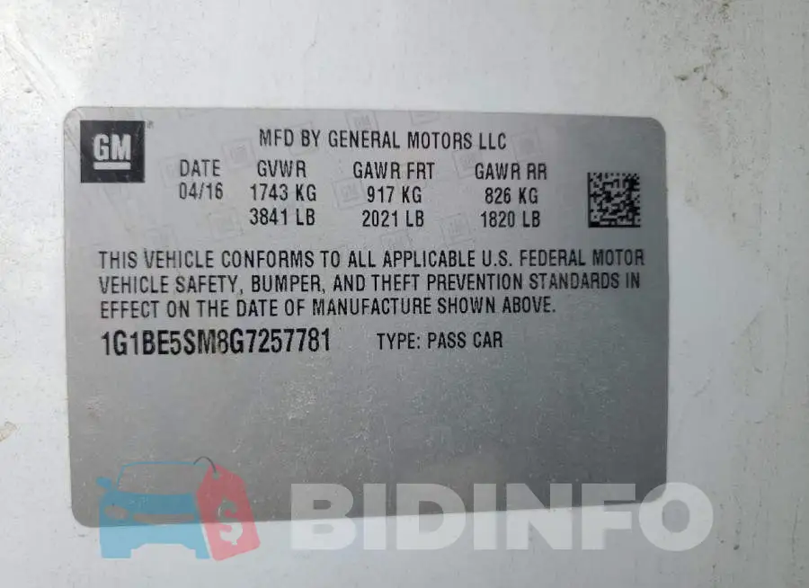1G1BE5SM8G7257781 Photo# 12