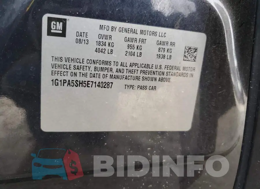 1G1PA5SH5E7140287 Photo# 12