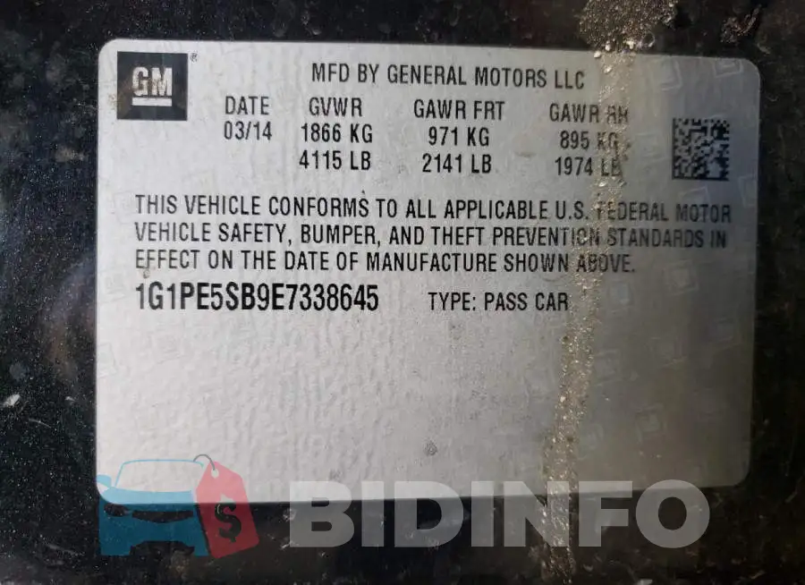 1G1PE5SB9E7338645 Photo# 12
