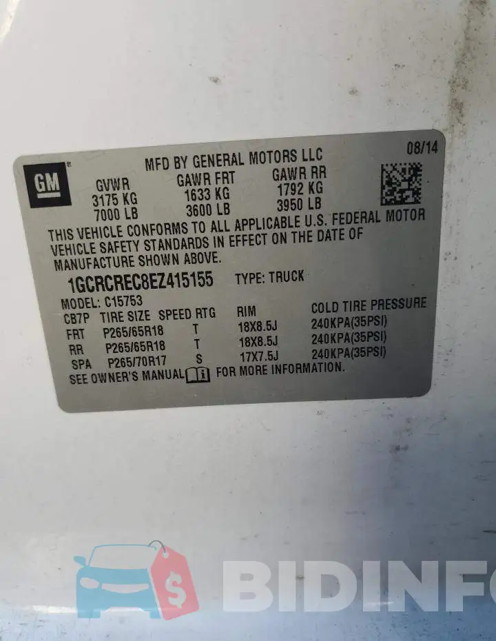 1GCRCREC8EZ415155 Photo# 12