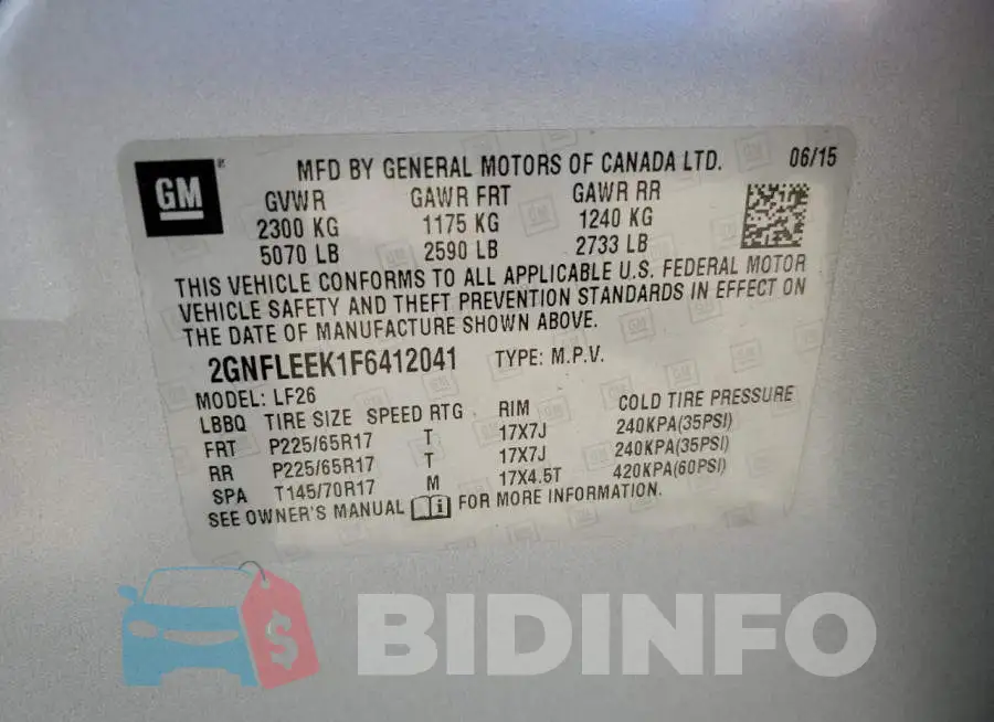 2GNFLEEK1F6412041 Photo# 13