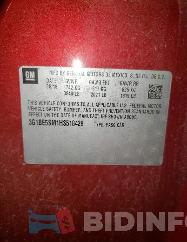 3G1BE5SM1HS518428 Photo# 12