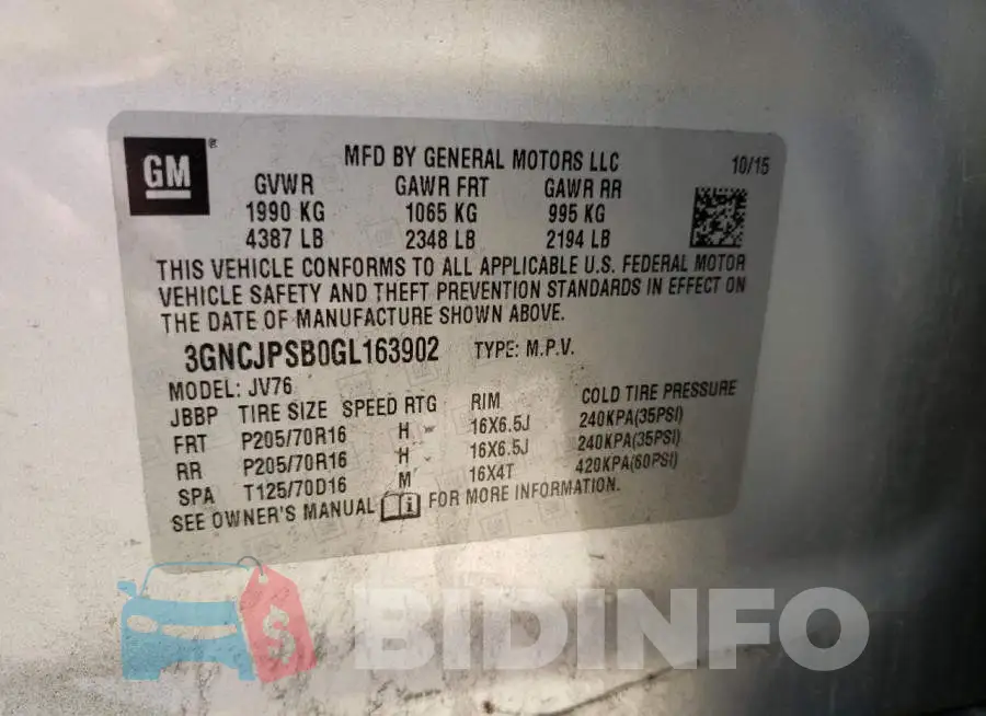 3GNCJPSB0GL163902 Photo# 12