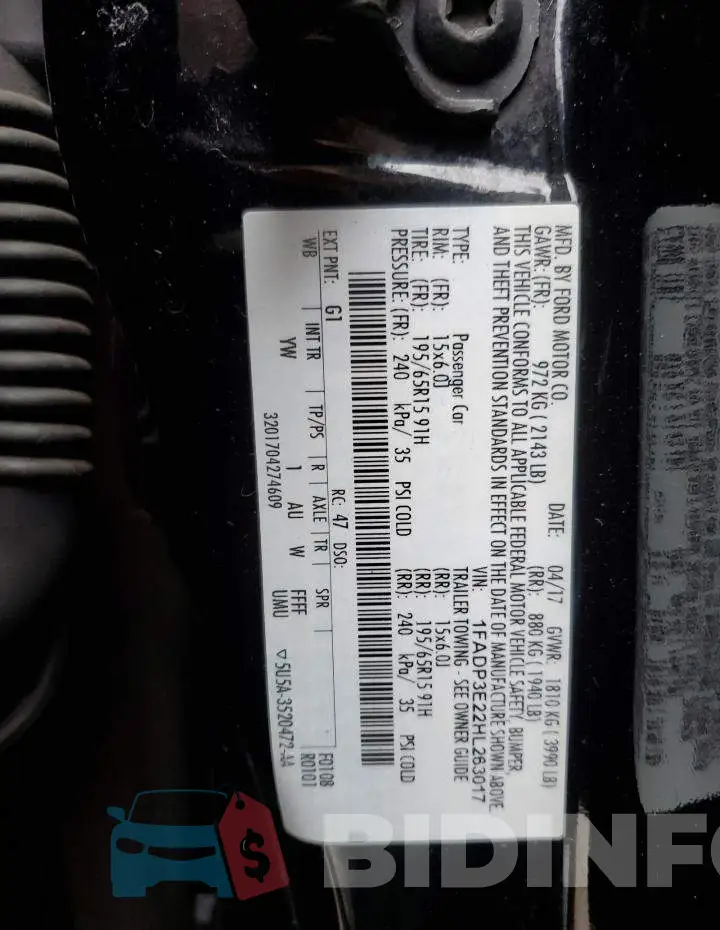 1FADP3E22HL263017 Photo# 12