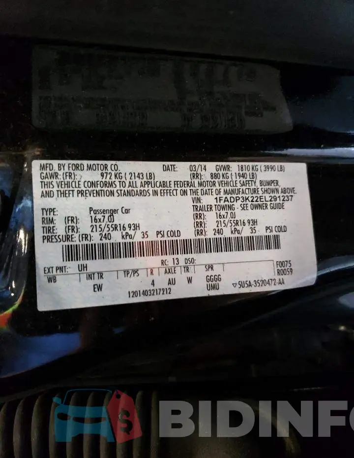 1FADP3K22EL291237 Photo# 12