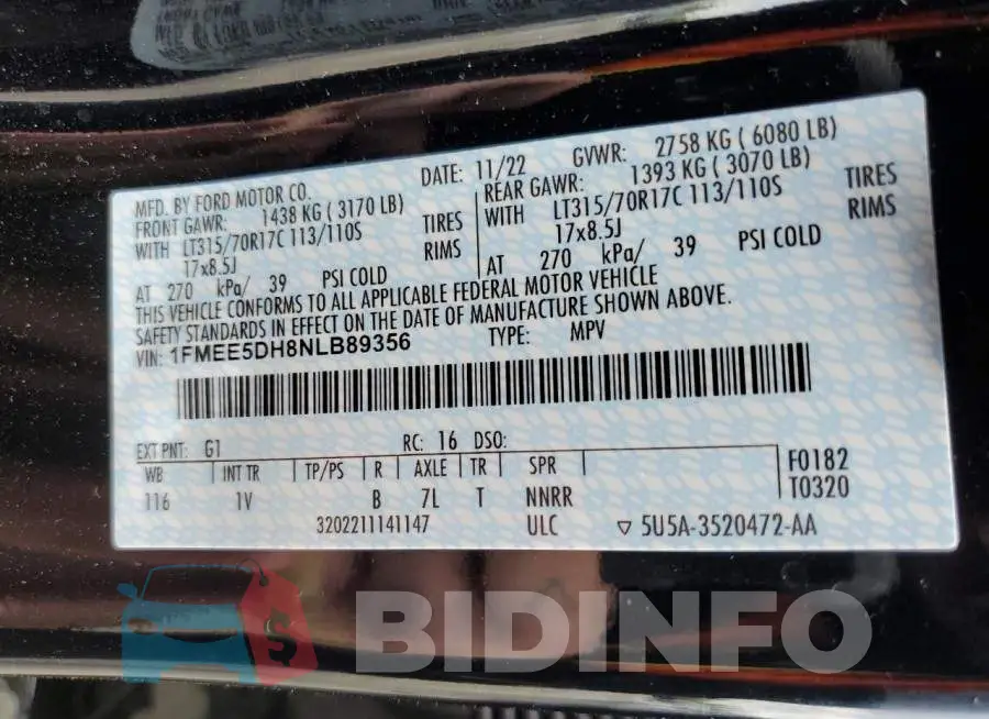 1FMEE5DH8NLB89356 Photo# 13