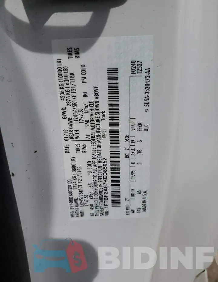 1FTBF2A67KED85052 Photo# 12