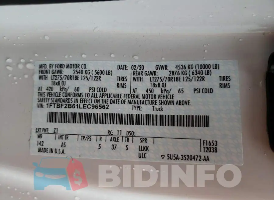 1FTBF2B61LEC96562 Photo# 10