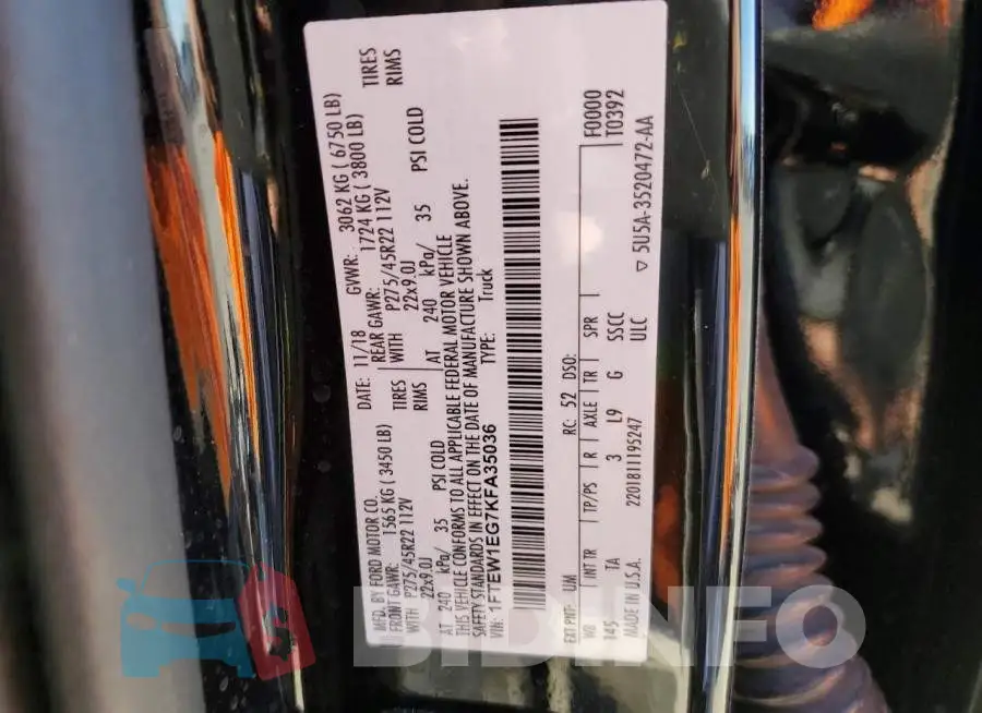 1FTEW1EG7KFA35036 Photo# 12