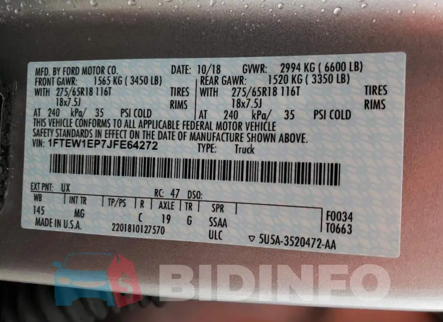 1FTEW1EP7JFE64272 Photo# 12