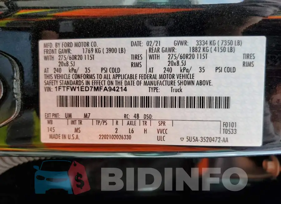 1FTFW1ED7MFA94214 Photo# 12