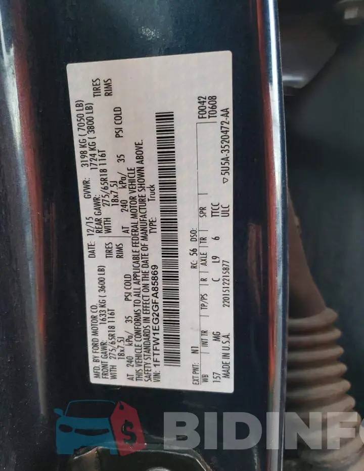 1FTFW1EG2GFA85869 Photo# 13