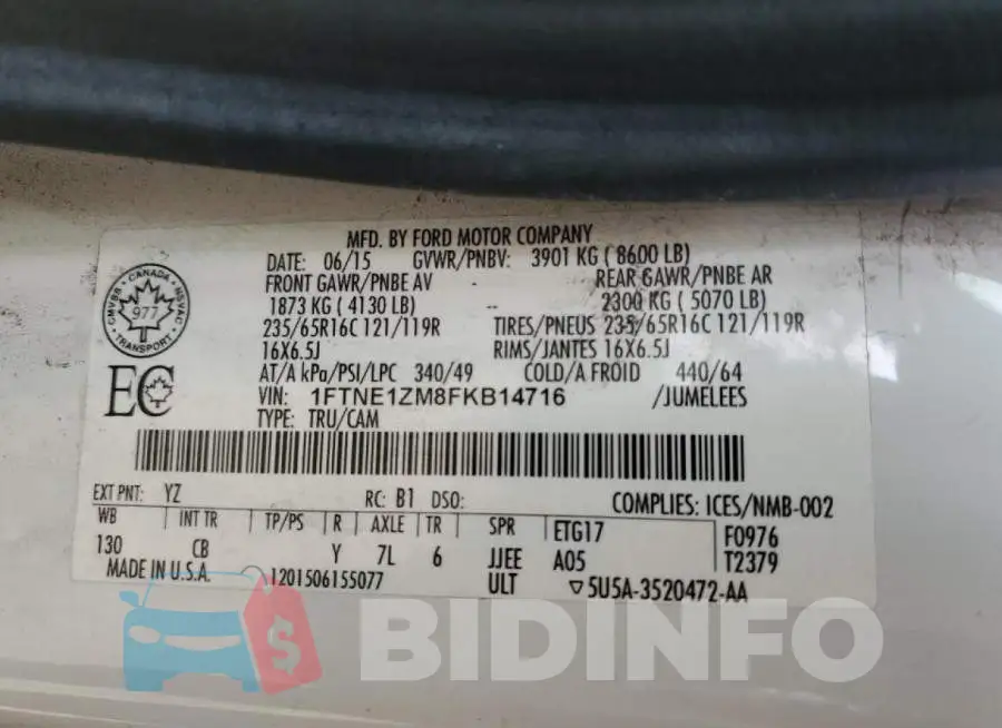 1FTNE1ZM8FKB14716 Photo# 10