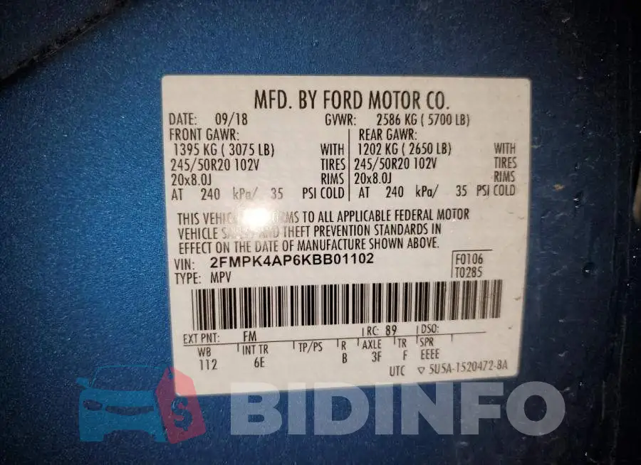 2FMPK4AP6KBB01102 Photo# 13