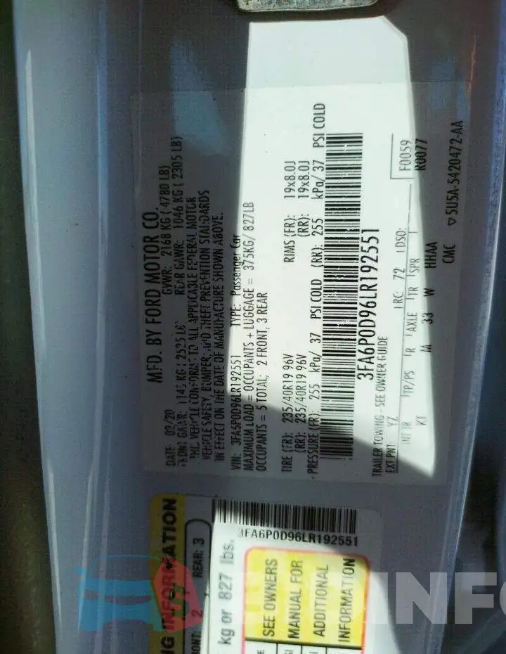 3FA6P0D96LR192551 Photo# 13