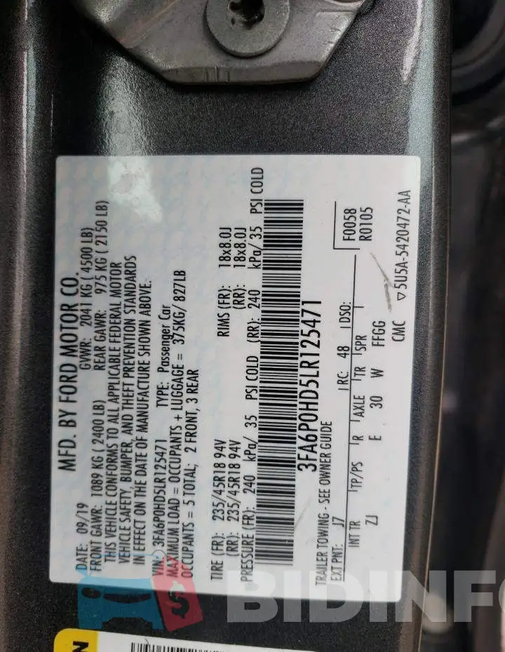 3FA6P0HD5LR125471 Photo# 12
