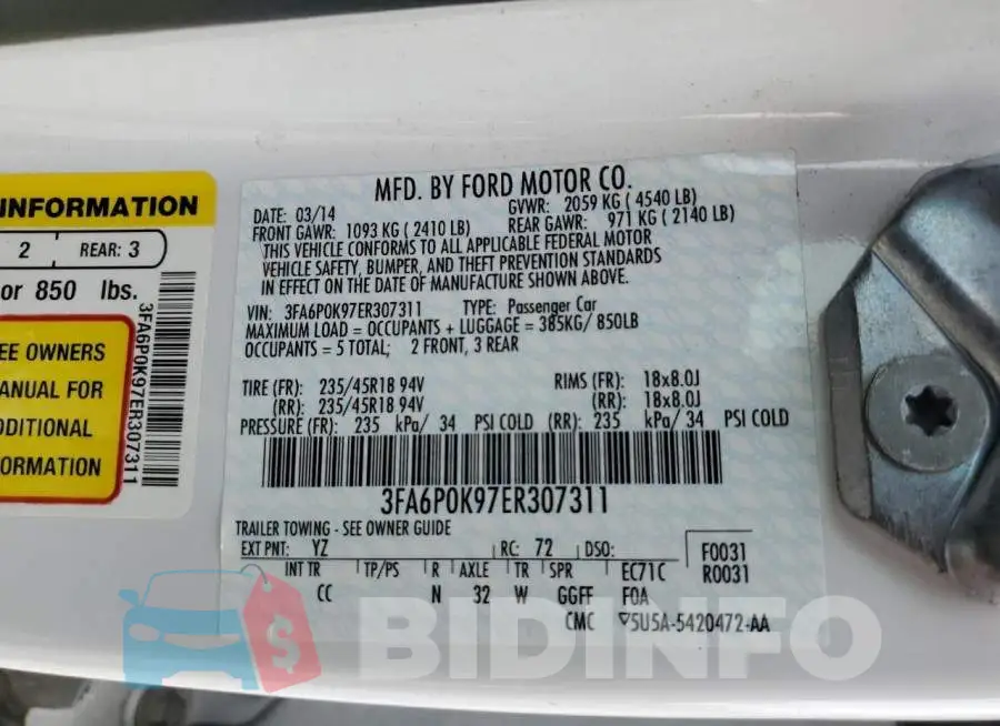 3FA6P0K97ER307311 Photo# 12