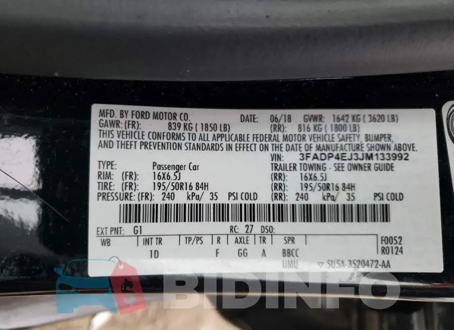 3FADP4EJ3JM133992 Photo# 12