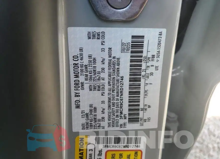 3FMCR9C67NRD12746 Photo# 12