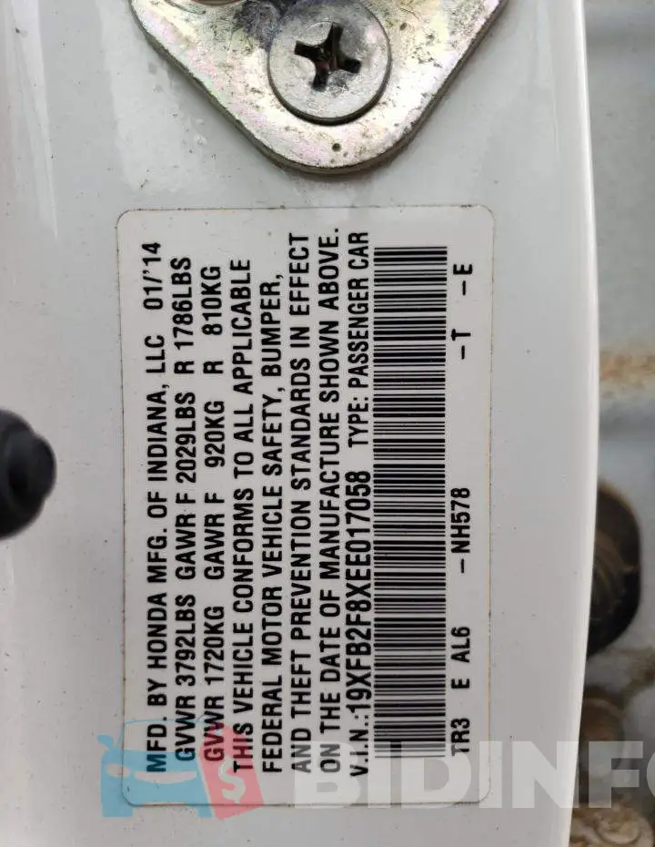 19XFB2F8XEE017058 Photo# 12