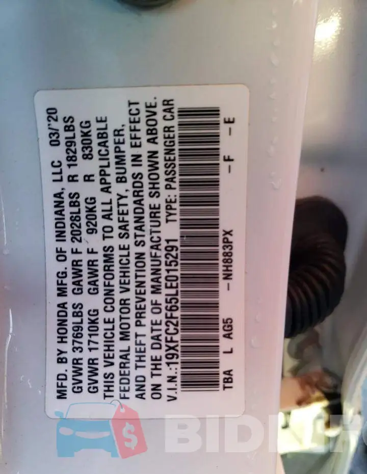 19XFC2F65LE015291 Photo# 13