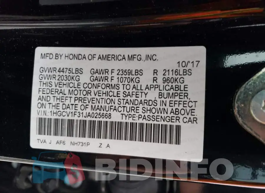1HGCV1F31JA025668 Photo# 12